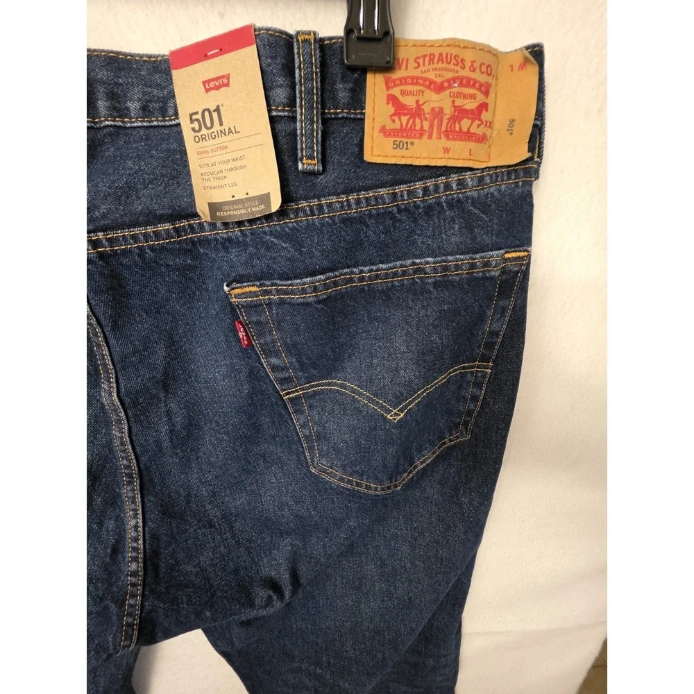 Levi's Men's Jeans 501 Original Fit Button Fly Blue‎ Denim Big & Tall 48x30 NWT